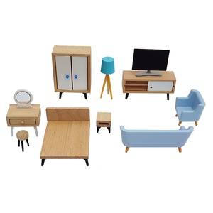 <span class=keywords><strong>Design</strong></span> moderno piccoli mobili in legno per la casa delle bambole scatola cieca scena decorazione finta gioco giocattolo Stock produttore soggiorno - Product Image 1