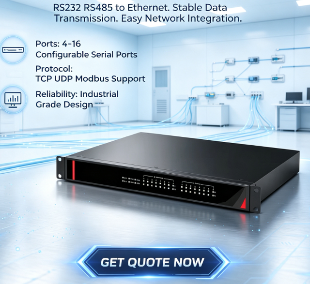 Rack-Mounted Industrial-Grade Serial Port Server with 4/8/16 Ports RS232/RS485 Serial Ethernet Converter TCP/UDP Modbus Gateway