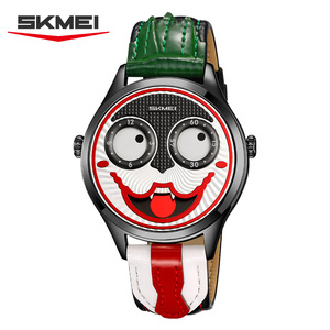 Vente en gros de montres clown de l'usine d'origine OEM au design unique Logo personnalisé Mouvement japonais Montre à quartz pour homme en cuir véritable - Product Image 6