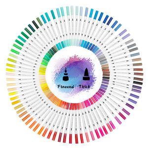 Ensemble de stylos à aquarelle à double tête, 12 ou 24 couleurs, pointe souple, lavable, pour dessin artistique pour enfants - Product Image 2