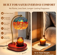 Lampe chauffe-cire avec variateur d'intensité - Chauffe-cire électrique en verre teinté, lampe turque style Tiffany pour cire parfumée