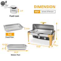Chauffe-Plat Électrique de Luxe en Acier Inoxydable, Demi-Doré Demi-Argent, pour Buffet, Hôtellerie Haut de Gamme, Chauffe-Plats Professionnel 6L/9L OULU