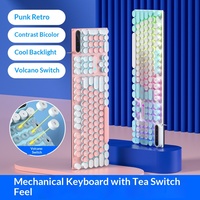 Nouveau clavier et souris de jeu LED filaires OEM personnalisés en plastique à membrane, ensemble de touches rondes style punk pour PC/ordinateur portable, vente en gros directe usine