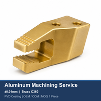 Services d'usinage d'aluminium à tolérance stricte OEM, doigts de préhenseur de robot, mâchoires en laiton C360 avec revêtement PVD, pièces CNC en laiton personnalisées