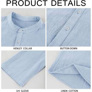 Camisetas lisas ligeras de manga corta informales para hombre, camiseta Henley de algodón 100%, camisetas de playa abotonadas - Product Image 6