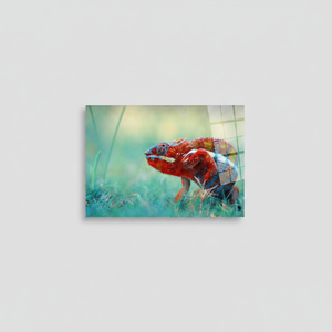 Modern Reptile Printed <b>Canvas</b> Artwork: Elegant Chameleon Design,TEMPERED GLASS ART - Product Image 2