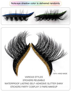 Delineador de ojos 2 en 1, pegatina de pestañas postizas, doble párpado, Parche de línea reutilizable, impermeable, maquillaje, brillo, delineador, pegatinas - Product Image 3