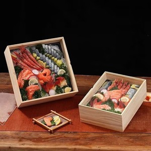 <b>Disposable</b> Wooden Sushi Packaging Box Paulownia Rectangle Food Grade Gift Box For Sashimi Salmon <b>Platter</b> Takeaway - Product Image 1