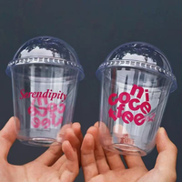Couvre-gobelet en PET transparent jetable et écologique Fangcan, personnalisable, 78 mm/90 mm/92 mm/98 mm, pour boissons froides