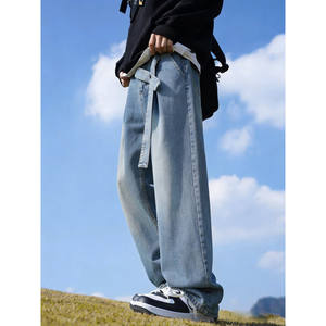 Jean ample et droit respirant pour homme, coupe décontractée, jambe large, en denim épais, collection Printemps 2026, style streetwear pour adolescent, vente en gros - Product Image 5