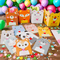 Offre Spéciale : Cartes de Vœux en Carton en Forme d'Animaux de Dessin Animé, Cadeaux Mignons avec Fleurs pour Anniversaires, Personnalisables 'Merci'