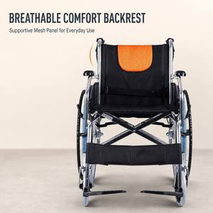 Fauteuil roulant manuel léger et portable avec freins à main doubles, pneus solides en PVC de 8 pouces et en PU de 24 pouces, chaise roulante pliable en aluminium - Product Image 2