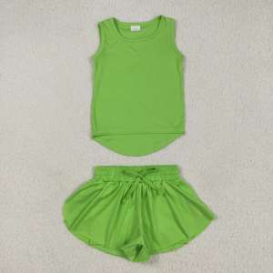 Little Girl Boutique Estampado verde Otoño Trajes de yoga Niños Venta al por mayor Niño niña Manga larga Conjunto de ropa linda Estilo casual RTS - Product Image 2