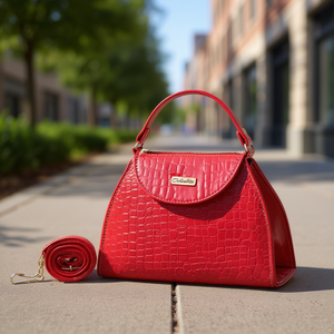 Bolso Bandolera Linda Acalia para Mujer, Rojo, de Cuero, con Asa Única, Cierre de Cremallera, Diseño Lichee, Estilo Moderno, para Uso en Verano - Product Image 2