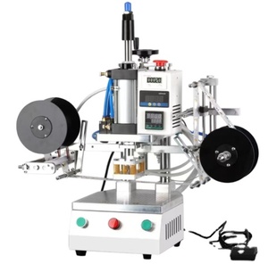 Machine de marquage à chaud pneumatique pour motifs de marques, logos et gaufrage, avec transfert de feuille à chaud et étiquetage de manchons thermorétractables pour bouteilles - Product Image 1