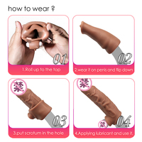 Manchon réaliste pour pénis, extenseur de pénis réutilisable en silicone, préservatifs retardants pour hommes, amplificateur de pénis, jouets sexuels