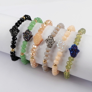 G1892-pulsera de cuentas de piedras preciosas, hecha a mano, <span class=keywords><strong>Hamsa</strong></span>, Druzy - Product Image 1
