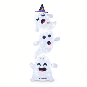 Decorazione di Halloween a forma di fantasmi impilati, 1,2 m, illuminata a LED, per esterni, decorazione per feste di Halloween - Product Image 1