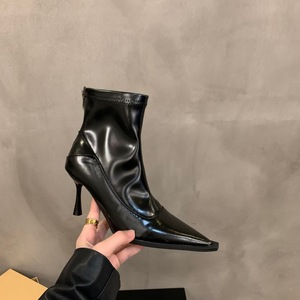 Nouvelles Bottines à Talons Hauts Pointus pour Femmes 2024, Style Français, Doublure Fine en Polaire, Idéales Printemps, Automne, Hiver - Product Image 4