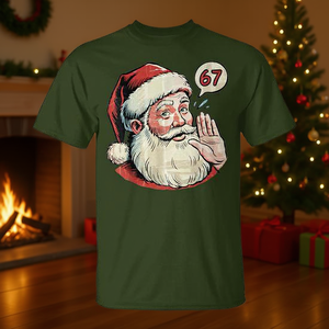 Maglietta natalizia di Babbo Natale 67 Meme Xmas Brainrot Design Verde - Product Image 3