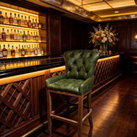 Tabourets de bar Chesterfield en cuir rétro de qualité supérieure, en bois, pour bar à domicile, cuisine, restaurant, écologiques et durables