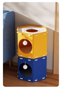 Cave pour chat en feutre polyester de qualité supérieure – Lit pour chat pliable et résistant aux griffures pour chatons et chats de grande taille - Product Image 1