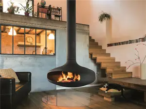 Modern Electric Ethanol Ceiling Fireplace Outdoor Hanging Fireplace Wood Decorative Suspended Fireplace Stove