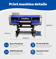 Imprimante UV DTF haute résolution Printpro, dotée d'une imprimante d'autocollants durable et d'une imprimante de broderie pour le développement de motifs textiles