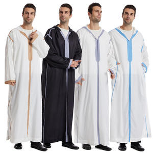 Robe maxi à capuche pour hommes musulmans, Jubba Thobe, robe saoudienne arabe, kaftan marocain, Abaya de Dubaï, Turquie, vêtements musulmans, Abayas de Ramadan, robe - Product Image 2