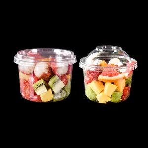 8oz 12oz 16oz 24oz 32oz transparente, rpet reciclável, plástico descartável, comida fruta, copos de recipiente com tampa
