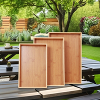 Plateau de service en bambou laqué écologique multifonction à un niveau, plateaux de rangement pour une utilisation moderne à la maison