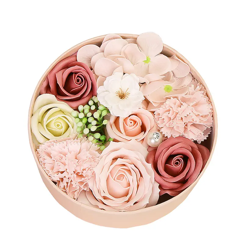 Perfect Gifts Colorful Small Round Box Scented Soap Flower for Girlfriends Anniversary Mother Birthday Valentine Day