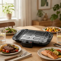Barbecue électrique d'intérieur avec contrôle de température réglable, design portable pour table, pour usage domestique, version américaine