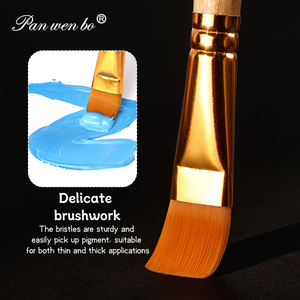 Juego de pinceles de arte profesional Panwenbo, 6 uds., pinceles de pintura personalizados acrílicos de pelo de nailon con mango de madera de pico plano - Product Image 5