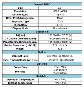 9K Mono 6,8-Zoll-MONO-<span class=keywords><strong>LCD</strong></span>-Anzeigemodul 8520*4320 <span class=keywords><strong>7</strong></span>-Zoll-Monochrom-<span class=keywords><strong>LCD</strong></span>-Bildschirm für 3D-Druckergeräte - Product Image 5