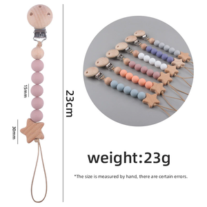 Держатель для пустышки Star Bead: цепочка из пищевого силикона и бука, без БФА, 23 см, ручная работа, прорезыватель - Product Image 5