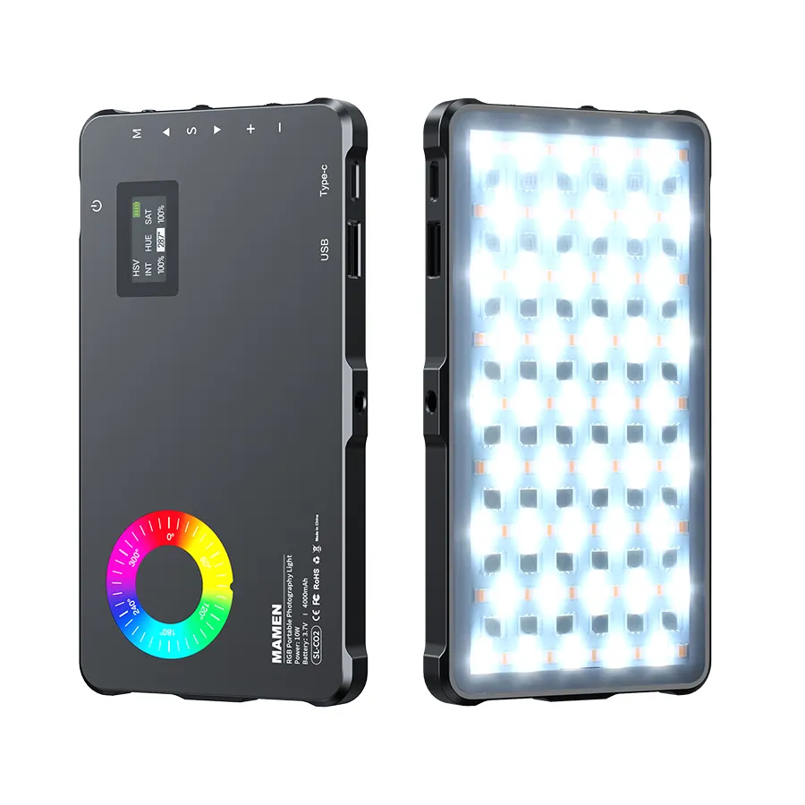 Luz de vídeo RGB, compatible con atracción magnética y aplicación, a todo Color,2500K-9000K, Mini cuerpo de aleación de aluminio LED, vídeo de bolsillo portátil