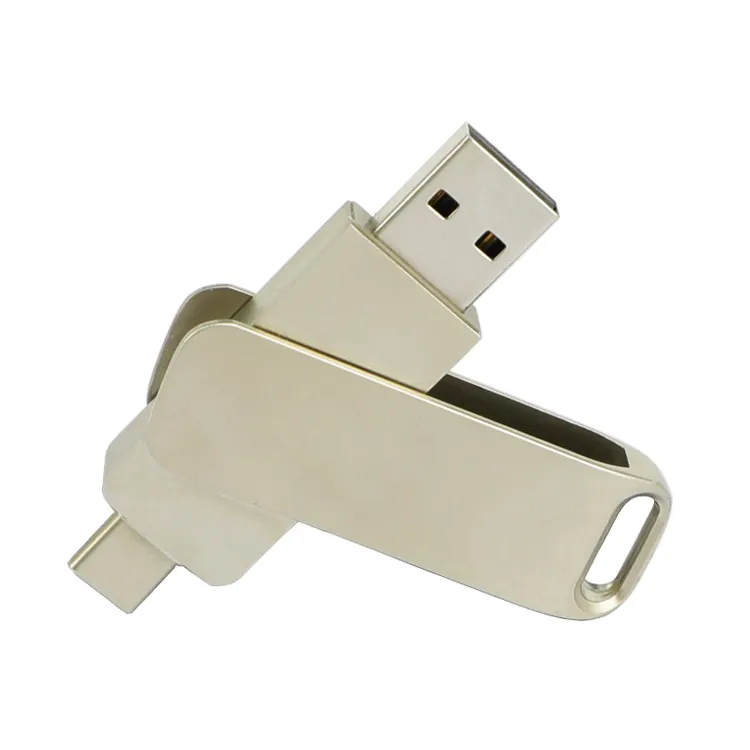 Clé USB OTG de type C pivotante en métal et alliage d'aluminium personnalisé 2.0 3.0 16GB 32GB 64GB Clé USB pour téléphone portable Clé USB C