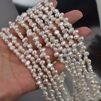 Collier de perles d'eau douce baroques naturelles irrégulières de 6-7 mm, semi-finies, à 3/7 trous, polies double face, faites à la main