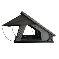 Tente de toit de voiture imperméable en toile pour 4 personnes, ouverture instantanée, coque rigide en alliage d'aluminium, charnière externe en X, coque rigide RTT