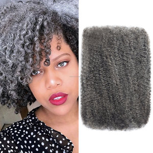Pre-estiramiento 18 pulgadas 50g a granel Cheveux Naturel cabello trenzado <span class=keywords><strong>Afro</strong></span> <span class=keywords><strong>Kinky</strong></span> <span class=keywords><strong>Curl</strong></span> brasileño <span class=keywords><strong>Remy</strong></span> extensiones de cabello humano - Product Image 1