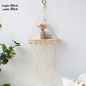 Corde en bois suspendue étagère flottante ferme Style rustique <span class=keywords><strong>macramé</strong></span> tenture murale - Product Image 3