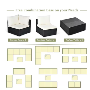 Nhà Máy Trực Tiếp Hiện Đại Modular Ngoài Trời U Hình Dạng <span class=keywords><strong>Wicker</strong></span> Mây Sân Ban Công Vườn Góc Sofa Set Cho Patio - Product Image 6