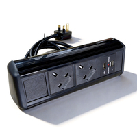 Stopkontak Meja Jepit Standar Inggris 13A 2 Outlet 2 Port USB dengan Proteksi Beban Berlebih untuk Meja Konferensi Kantor