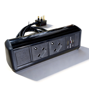 UK Standard Desk Clamp Power Strip 2 Outlets 2 USB Ports For Office Conference Table