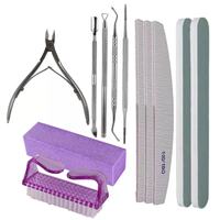 Kit de Soins des Ongles en Plastique 12 Pièces avec Bloc Polissant, Limes à Ongles, Repousse-cuticules, Outils de Pédicure, Logo Personnalisé