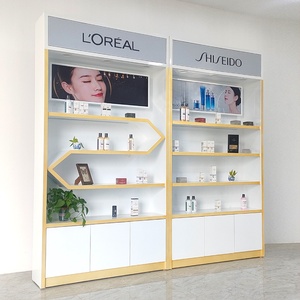 Exhibidor de Cosméticos de Madera con Pintura Horneada Moderna Personalizada, Productos para el Cuidado de la Piel, Muestras de Regalo, <span class=keywords><strong>Imagen</strong></span> de Transmisión en Vivo, Salón de Belleza - Product Image 2