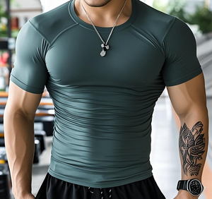 Plus Size 300 Grams Light <b>Weight</b> Knitted Digital Printing <b>Blank</b> Breathable Gym Fitness Workout Athletic Sport T-shirts for Men - Product Image 2