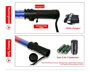 휴대용 교통 배턴 흰색 ABS PC PVC 고무 소재 반사경 LED 안전 경고 라이트 완드 공공 보안 - Product Image 6