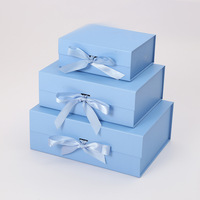 Boîte cadeau magnétique pliable en stock, montage facile, ruban satiné, emballage plat, vente en gros